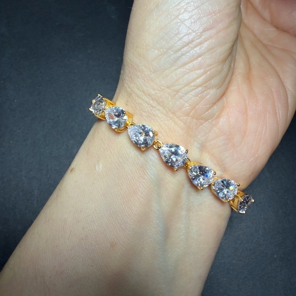 Adjustable Slider Bracelet w/ Pave Pear Crystals